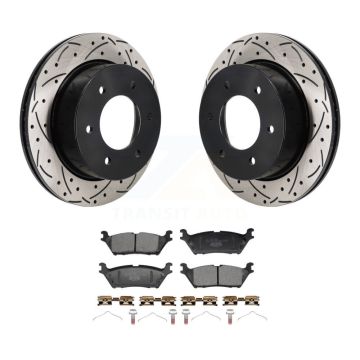 Rear Coated Drilled Slot Disc Brake Rotors Ceramic Pad Kit For 2022-2023 Ford Bronco 3.0L KDT-101430
