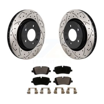 Rear Coated Drilled Slot Disc Brake Rotors Ceramic Pad Kit For Land Rover Discovery Range KDT-101434