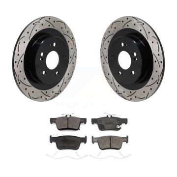 Rear Coated Drilled Slotted Disc Brake Rotors And Ceramic Pad Kit For 2021-2023 Acura TLX KDT-101435