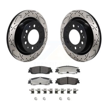 Rear Drilled Slot Disc Brake Rotors Ceramic Pad Kit For Toyota Tundra Sequoia Lexus LX600 KDT-101436