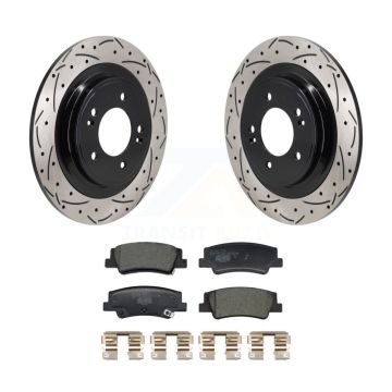 Rear Coated Drilled Slot Disc Brake Rotor Ceramic Pad Kit For Hyundai Tucson Kia Sportage KDT-101437