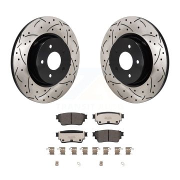 Rear Drilled Slot Brake Rotors Ceramic Pad Kit For Mitsubishi Outlander Nissan Pathfinder KDT-101438