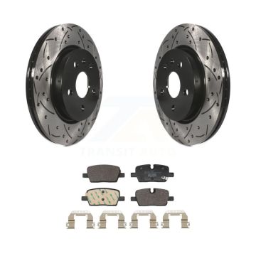 Rear Coated Drilled Slotted Disc Brake Rotors And Ceramic Pads Kit For Cadillac CT5 KDT-101441