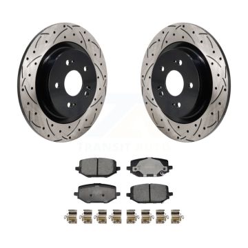 Rear Coated Drilled Slotted Disc Brake Rotors And Ceramic Pad Kit For 2022-2024 Acura MDX KDT-101444