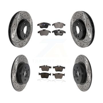 Front Rear Coated Drill Slot Disc Brake Rotor Ceramic Pad Kit For Land Rover Range Evoque KDT-101445