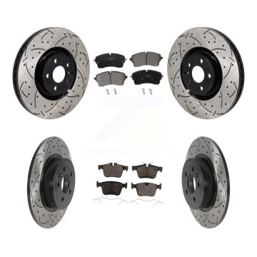 Front Rear Coated Drill Slot Disc Brake Rotor Ceramic Pad Kit For Land Rover Range Evoque KDT-101446