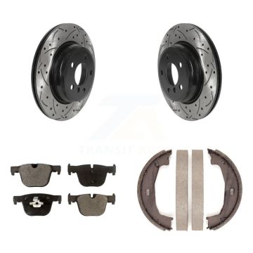 Rear Disc Drilled & Slotted Rotors Ceramic Pads And Parking Shoes Kit For BMW 428i xDrive KDT-101484