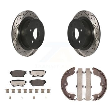 Rear Disc Drilled & Slotted Rotors Ceramic Pads Parking Shoes Kit For Nissan Altima AWD KDT-101501