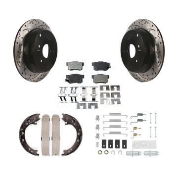 Rear Disc Drilled & Slotted Rotors Ceramic Pads Parking Shoes Hardware Kit For Acura RDX KDT-101794