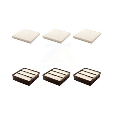 3x Air + 3x Cabin Filter (6 Total) Kit For 11 Mitsubishi Lancer Turbocharged Length 215mm KFL-101091