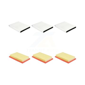 3x Air + 3x Cabin Filter (6 Total) Kit For Mercedes-Benz C300 GLC300 GLC350e Rectangular KFL-103401