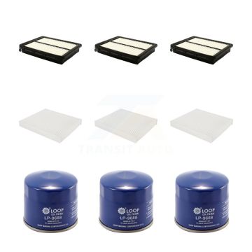 3x Air + 3x Cabin + 3x Engine Oil Filter (9 Total) Kit For Hyundai Sonata KFM-101373