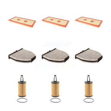 3x Air + 3x Cabin + 3x Engine Cartridge Oil Filter (9 Total) Kit For Mercedes-Benz C300 KFM-101755