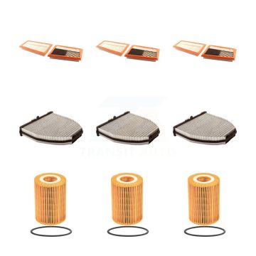 3x Air + 3x Cabin + 3x Engine Cartridge Oil Filter (9 Total) Kit For Mercedes-Benz E350 KFM-101756