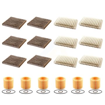 6x Air + 6x Cabin + 6x Engine Cartridge Oil Filter (18 Total) Kit For Toyota Corolla Vibe KFM-103930