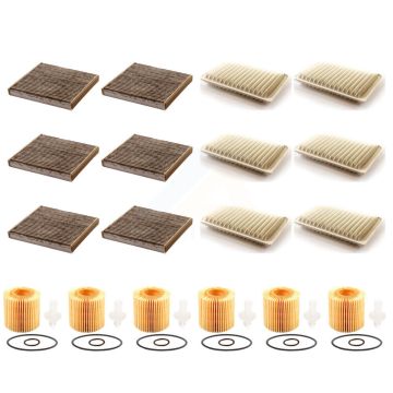 6x Air + 6x Cabin + 6x Engine Cartridge Oil Filter (18 Total) Kit For Toyota Camry Venza KFM-103933