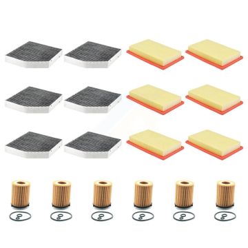 6x Air + 6x Cabin + 6x Engine Cartridge Oil Filter (18 Total) Kit For Mercedes-Benz C300 KFM-104117