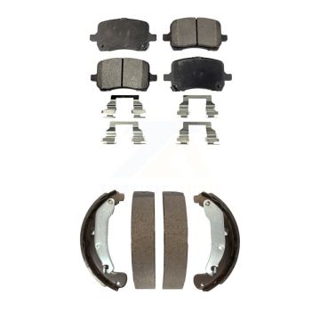 Front Rear Semi-Metallic Brake Pads Drum Shoe Kit For Chevrolet Cobalt Saturn Ion Pontiac KFN-100003