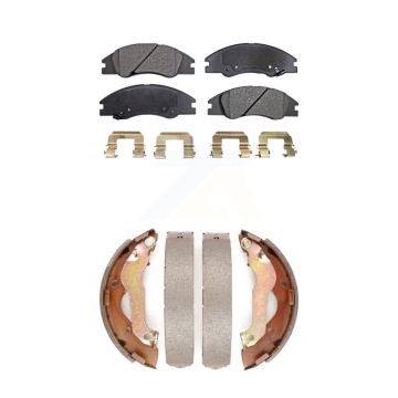 Front Rear Semi-Metallic Brake Pads And Drum Shoes Kit For 2007-2009 Kia Spectra KFN-100012