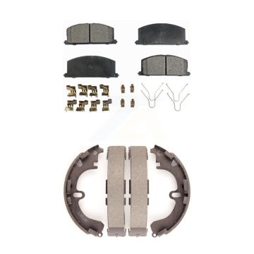 Front Rear Semi-Metallic Brake Pads & Drum Shoe Kit For Toyota Corolla Chevrolet Nova Geo KFN-100046