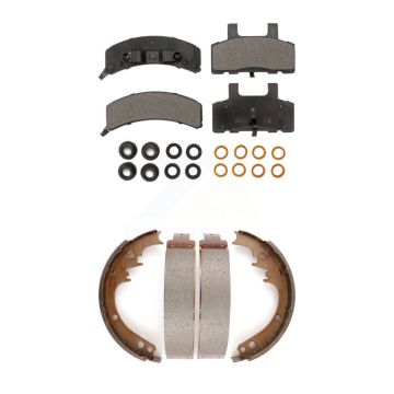 Front Rear Semi-Metallic Brake Pads And Drum Shoe Kit For Dodge Ram 1500 Cadillac DeVille KFN-100053