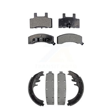Front Rear Semi-Metallic Brake Pads Drum Shoes Kit For Dodge Ram 2500 Chevrolet K2500 GMC KFN-100057