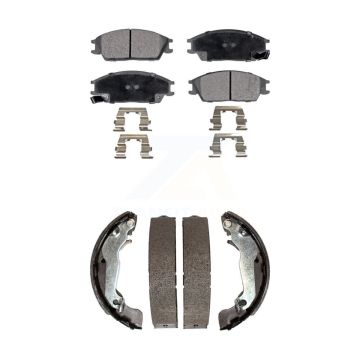 Front Rear Semi-Metallic Brake Pads And Drum Shoes Kit For 2003-2005 Hyundai Accent KFN-100063