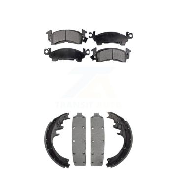 Front Rear Semi-Metallic Brake Pads Drum Shoe Kit For GMC G3500 K2500 C2500 Chevrolet C20 KFN-100084