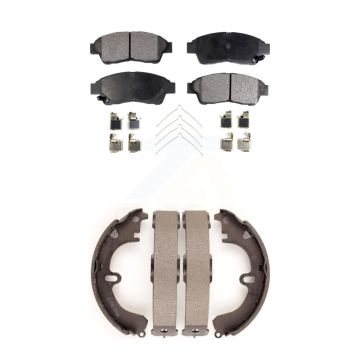 Front Rear Semi-Metallic Brake Pads And Drum Shoes Kit For 1994-1997 Toyota Celica ST KFN-100094