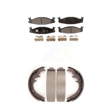 Front Rear Semi-Metallic Brake Pads And Drum Shoe Kit For Ford E-150 Econoline Club Wagon KFN-100101