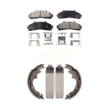Front Rear Semi-Metallic Brake Pads Drum Shoe Kit For Ford Ranger Mazda B4000 B3000 B2300 KFN-100108