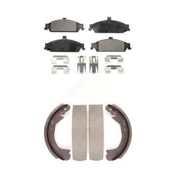 Front Rear Semi-Metallic Brake Pads & Drum Shoe Kit For Pontiac Grand Am Chevrolet Malibu KFN-100127