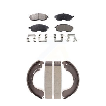 Front Rear Semi-Metallic Brake Pads And Drum Shoes Kit For Nissan Versa Sentra Cube KFN-100138