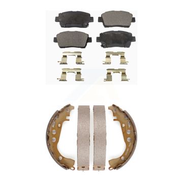 Front Rear Semi-Metallic Brake Pads And Drum Shoe Kit For Toyota Prius Celica Scion xB xA KFN-100144