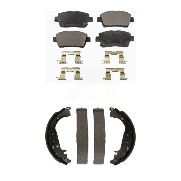 Front Rear Semi-Metallic Brake Pads And Drum Shoes Kit For 2009 Toyota Prius KFN-100146