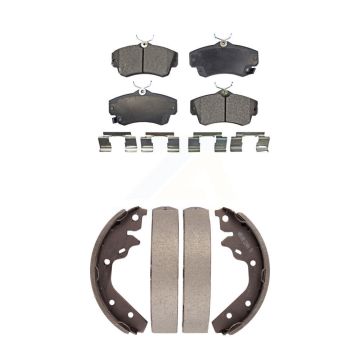 Front Rear Semi-Metallic Brake Pads And Drum Shoes Kit For 2003-2005 Dodge Neon SRT-4 KFN-100153