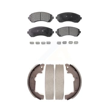 Front Rear Semi-Metallic Brake Pads And Drum Shoes Kit For 2001-2005 Pontiac Aztek KFN-100159