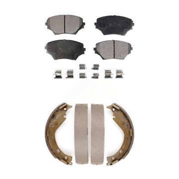 Front Rear Semi-Metallic Brake Pads And Drum Shoes Kit For 2003-2005 Toyota RAV4 KFN-100167