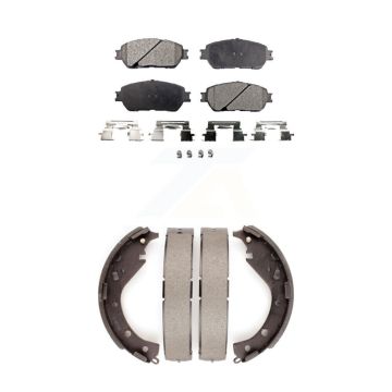 Front Rear Semi-Metallic Brake Pads And Drum Shoes Kit For 2005-2006 Toyota Camry SE/XLE KFN-100182
