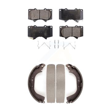 Front Rear Semi-Metallic Brake Pads And Drum Shoes Kit For Toyota Tundra KFN-100205