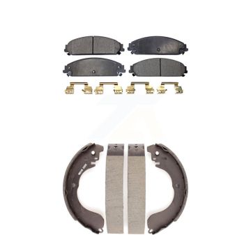 Front Rear Semi-Metallic Brake Pads And Drum Shoes Kit For 2008-2009 Dodge Caliber SRT-4 KFN-100208