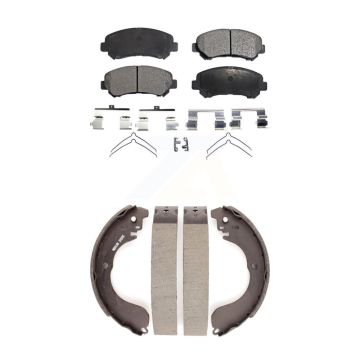 Front Rear Semi-Metallic Brake Pads Drum Shoe Kit For 2007-2012 Nissan Sentra SE-R Spec V KFN-100211