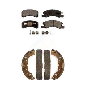 Front Rear Semi-Metallic Brake Pads And Drum Shoes Kit For 2014-2015 Mitsubishi Mirage KFN-100213