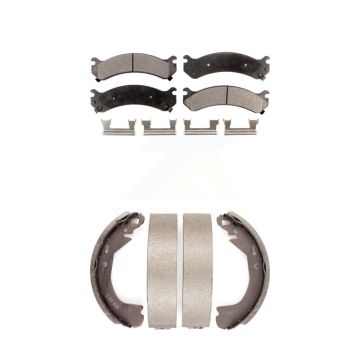 Front Rear Semi-Metallic Brake Pads Drum Shoes Kit For Cadillac DeVille With 8 Lug Wheels KFN-100219