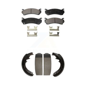 Front Rear Semi-Metallic Brake Pads Drum Shoe Kit For 00 GMC Yukon With 11" Diameter KFN-100220