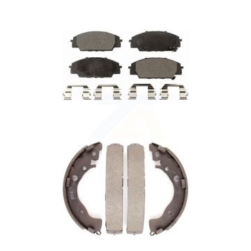 Front Rear Semi-Metallic Brake Pads And Drum Shoes Kit For 2011 Honda Civic Si KFN-100221