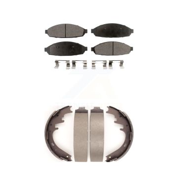 Front Rear Semi-Metallic Brake Pads Drum Shoes Kit For Lincoln Town Car With E F-150 Axle KFN-100222