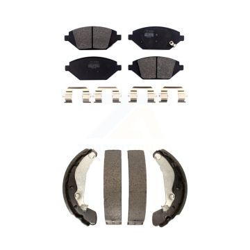 Front Rear Semi-Metallic Brake Pads And Drum Shoes Kit For 2016-2021 Chevrolet Spark KFN-100227
