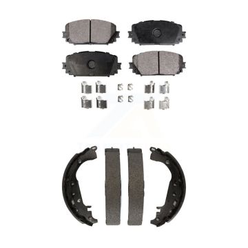 Front Rear Semi-Metallic Brake Pads And Drum Shoes Kit For 2012-2013 Toyota Yaris SE KFN-100229