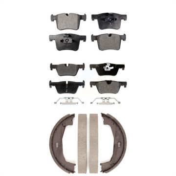 Front Rear Semi-Metallic Brake Pads And Parking Shoes Kit For BMW 320i xDrive 328i 328d KFN-100488